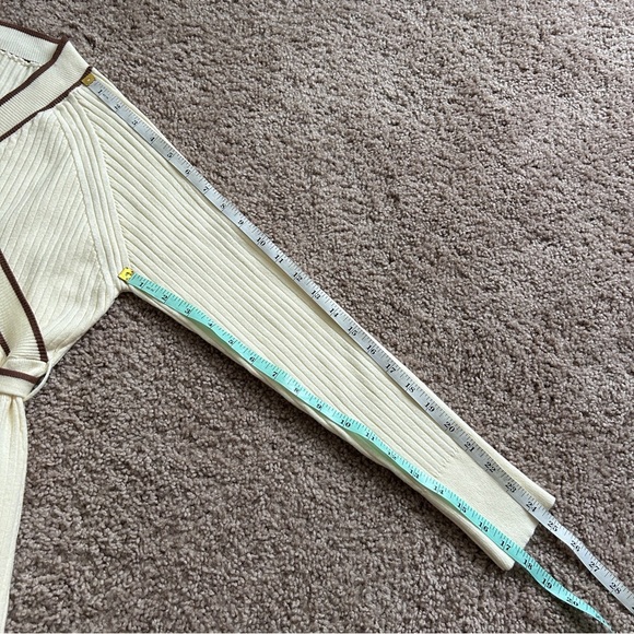 V For City Cream Brown Maternity Waist Tie Long Sleeve Midi Dress Size Small - Picture 10 of 11